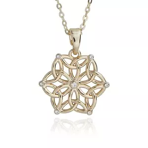 Equilibrium Celtic Floral Knot Gold Plated Necklace - Picture 1 of 4