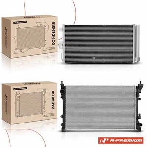 2Pcs Radiator & AC Condenser Cooling Kit for Fiat 500 2012-2019 L4 1.4L Petrol - Picture 1 of 8