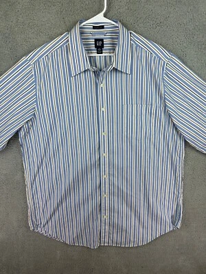 Gap платье рубашка мужская XXL высокий 18 длинные рукава на пуговицах классический Оксфорд в полоску - Изображение 1 из 4