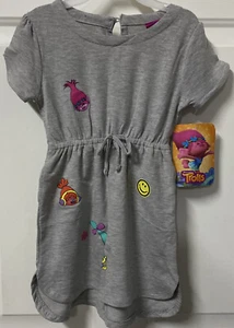 Girls Dress DreamWorks Trolls Light Gray Heather SS Size 6X Elastic Waist New - Picture 1 of 6