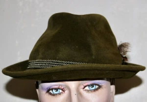 Lanz Salzburg Vintage Grün Österreichischer Velour Filzhut - Bild 1 von 8