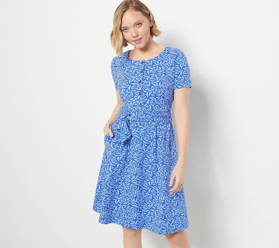 Isaac Mizrahi Live! Обычный напечатано Geo Rose платье синий 5 X новый - Изображение 1 из 1