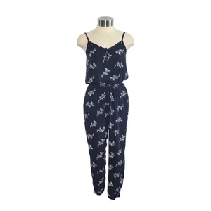 Old Navy Cami Straight Leg Jumpsuit Black & White Floral Print Women's S Petite - Picture 1 of 10