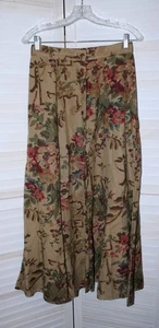 Britisch Khaki Leinenmischung Midirock Braun Hellbraun Rost Knopfleiste Größe 8 - Bild 1 von 4