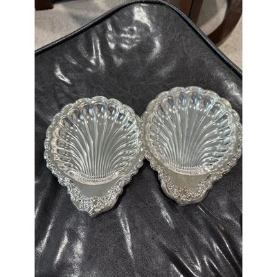 Conjunto de 2 porta-joias vintage de prata com concha para doces - Imagem 1 de 2