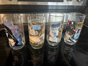 STAR WARS THE EMPIRE STRIKES BACK RETURN OF JEDI 4 Glasses - Picture 1 of 11