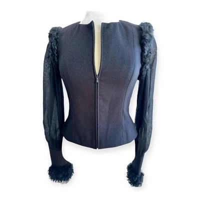 Giacca Chanel Boutique Little Black cashmere FR 34 nera corta vintage taglia 32 - Immagine 1 di 4