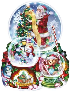 SunsOut Shaped Jigsaw Puzzle;  3 Snow Globes;  1000 pieces - Picture 1 of 2