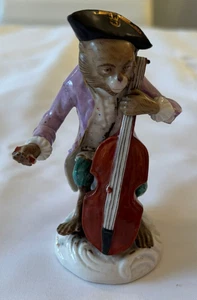 Meissen / Dresden Monkey Band Figurine Porcelain Figurine - Cellist (Cello) - Picture 1 of 11