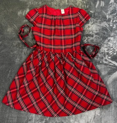 Vestido de fiesta Carter's para niñas rojo tartán a cuadros ajuste acampanado cinturón gorra Slv TALLA 12/12A Foto 1 de 4