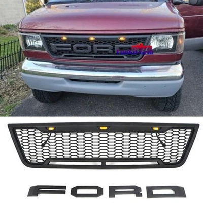 Parrilla de parachoques delantero para Ford E150 E250 E350 2003-2007 parrilla con luces negras Foto 1 de 4
