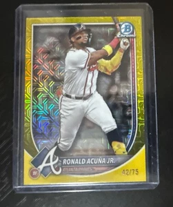 2025 Bowman Chrome RONALD ACUNA JR Mega Box Mojo Refractor Yellow #/75 Braves - Picture 1 of 1
