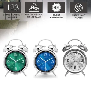 Reloj despertador de doble campana con luz nocturna alarma fuerte despertador retro sin tictac - Imagen 1 de 16