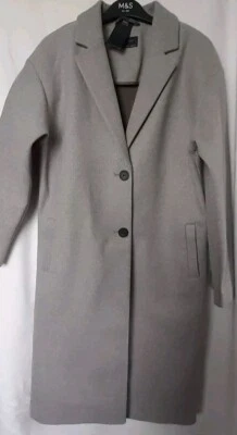 M&S Ladies  Grey Marl, Knee Length Coat. Size  20.  New with tag. - Image 1 of 4