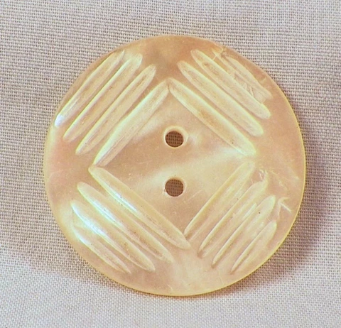 Mother of Pearl Button Incised Lines A Beauty 2 Sew Thru Holes #31 Cover
