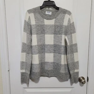 Maglione Accogliente Old Navy Donna M Morbido Spazzolato Grigio Bufalo Plaid Girocollo (Difetto) - Foto 1 di 7
