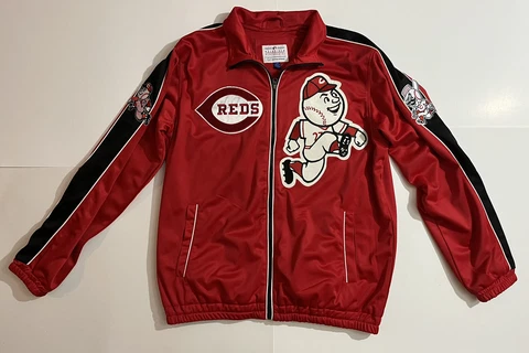 Rare Vintage Cincinnati Reds Carl Banks G-III Full Zip Dugout Jacket Adult Large Cover