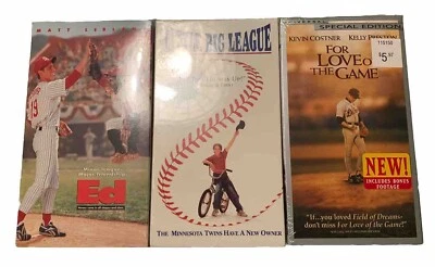 Baseball VHS Lot Little Big League, For The Love Of The Game, Ed - All NEW! READ - Imagem 1 de 4