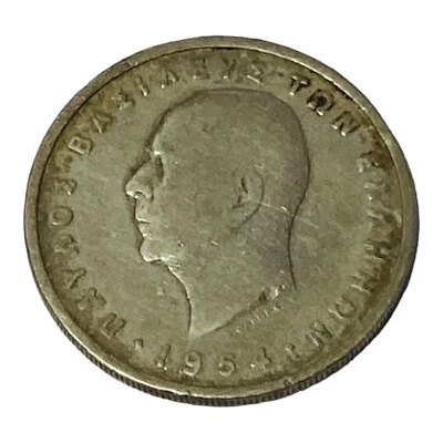 1954 Greece 5 Five Drachmai Copper Nickel Coin KM# 83 - Image 1 of 2