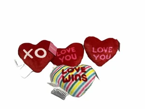 Holiday Home Be Mine Valentines Pink/red Hearts Set Of 4 Plush 7” Height Be Mine - Picture 1 of 9