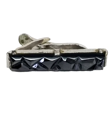 Зажим для галстука Sarah Coventry винтажный граненый гематит узкий 50-е 60-е - Изображение 1 из 4