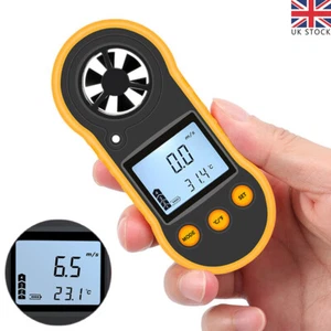 Digital Anemometer Handheld Wind Speed Air Flow Meter Gauge Wind Tester LCD UK - Picture 1 of 12