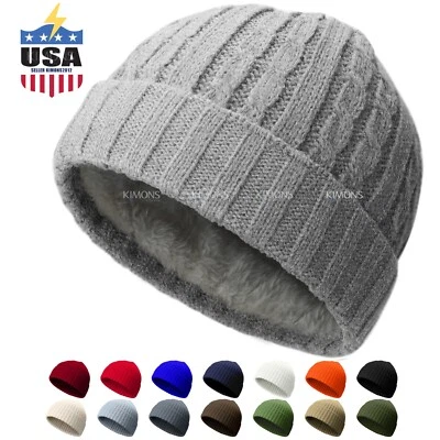 Mini Fisherman Short Beanie Hat Ribbed Docker Winter Warm Knitted Skull Cap Cuff - Image 1 of 4