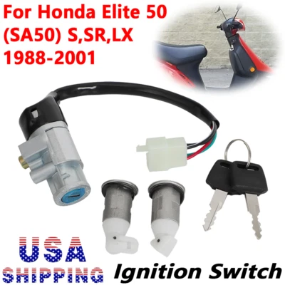 Interruptor de encendido y 2 llaves EE. UU. 11516511651 para Honda Elite50 SA50 S SR LX 1988-2001 Foto 1 de 4