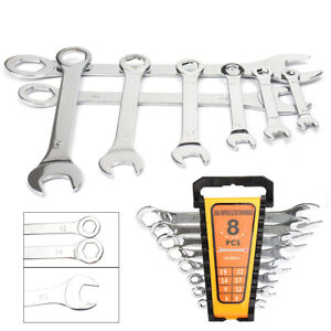 8PCS Mini Small Combination Wrench Set Imperial Open End Ring Spanner 6mm-22mm