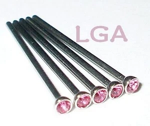 5 Nose Studs Pin Fishtail Body Jewellery U Bend to fit PINK CZ BEZEL SET 20g* - Picture 1 of 1