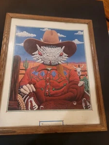 Tom Curry ""Horny Toad Cowboy"" 1981 estampado original enmarcado - Imagen 1 de 6