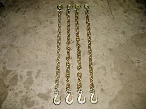 (4) Cadenas de Transporte 3/8"x10' Grado 70 - Alta Calidad con Gancho de Agarre GR70 y Deslizamiento GR70 - Imagen 1 de 4
