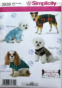 Simplicity Pattern 3939 Dog Clothes in 3 Sizes Small, Medium, Large Woofy Wear - Picture 1 of 2