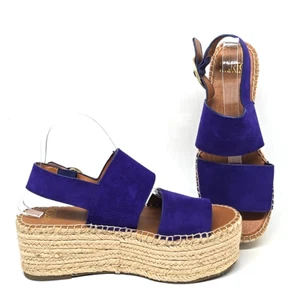 Franco Sarto Mariana Espadrille Suede Platform Sandal Cobalt Women's Size 9 - Picture 1 of 12