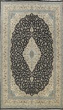 Floral Black Kirman Turkish Oriental Area Rug Traditional Home Decor 8x12 Carpet