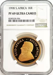 1998 GOLD SOUTH AFRICA 1oz PROOF KRUGERRAND NGC PF 69 ULTRA CAMEO - Picture 1 of 2