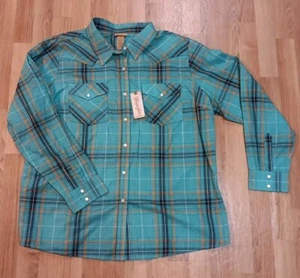 Wrangler Mens 3XL Plaid Pearl Snap Button Up Long Sleeve Westren Rodeo Shirt - Picture 1 of 9