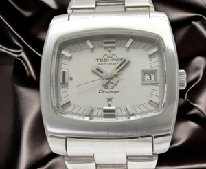 Technos Worldwide G.G Cruiser SS Square Case Gray Dial Automatic 35mm Date Men's - Picture 1 of 6