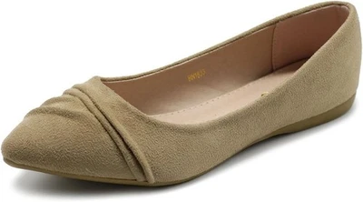 Zapato de mujer Ollio vestido de ballet imitación gamuza plisado punta plana, talla 11 Foto 1 de 2