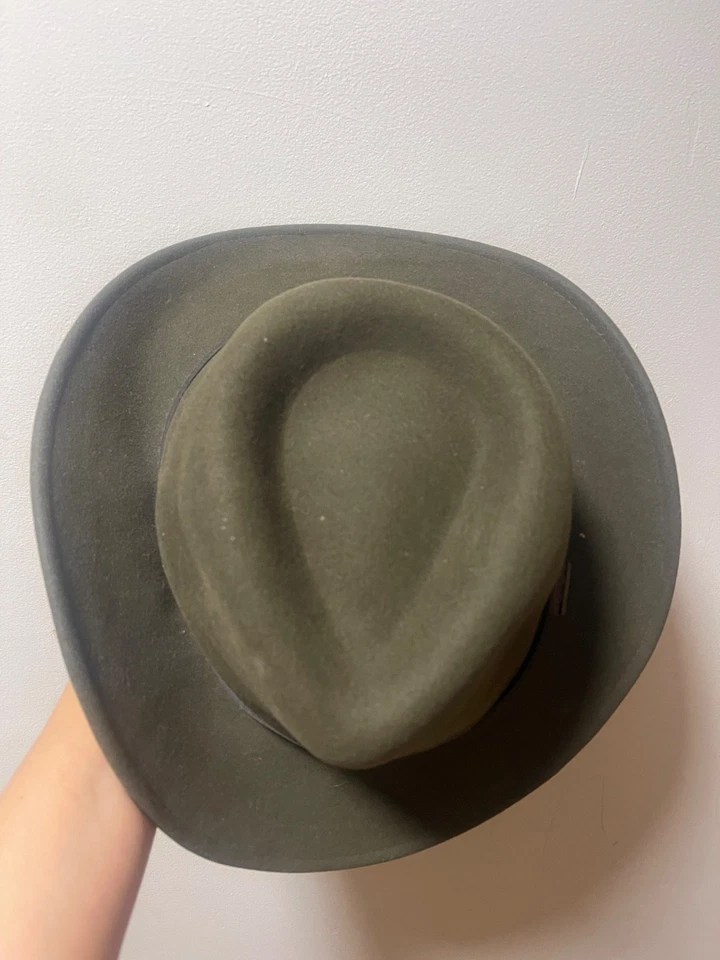 Chapéu pendleton masculino verde 100% lã, leve, com cinto marrom escuro - Imagem 1 de 4