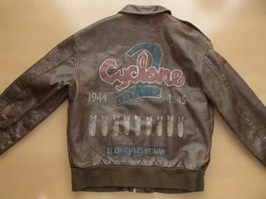 AVIREX A-2 Limited 1996 Limited Version Men Navy Leather Bomber Jacket Good Cond - Picture 1 of 13