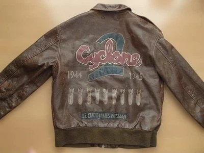 AVIREX A-2 Limited 1996 Limited Version Men Navy Leather Bomber Jacket Good Cond - Image 1 of 4