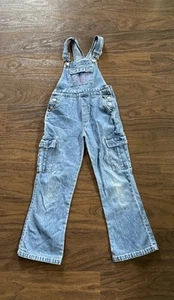 Vintage Gitano Denim Overall Bib W/ Embroidered Flowers Girls Medium 7/8 - Picture 1 of 11