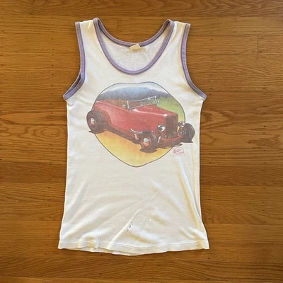 Vintage 70s Kelley Mouse Studios Monster Co 1972 Tank Tee Shirt Hippie Hot Rod M - Image 1 of 4