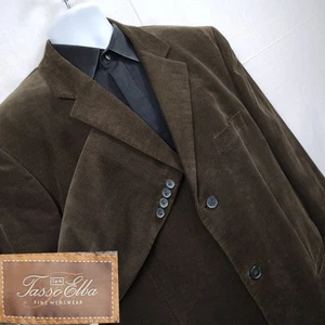 Tasso Elba Size XL Brown Sport Coat Blazer Jacket Solid 3B Corduroy - Picture 1 of 11