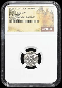 ITALY, Lucca. Henry III-V, 1039-1125. Hammered Silver Denaro, NGC XF Details - Picture 1 of 2