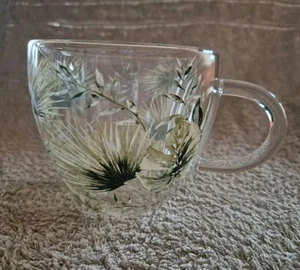 Ambiente Doppelwandiger Glasbecher Tasse Jungle leaves white neu - Bild 1 von 4