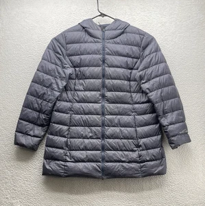 Eddie Bauer 650 Down Jacket Womens XL Gray Blue Down Quilted Packable Puffer - Picture 1 of 16