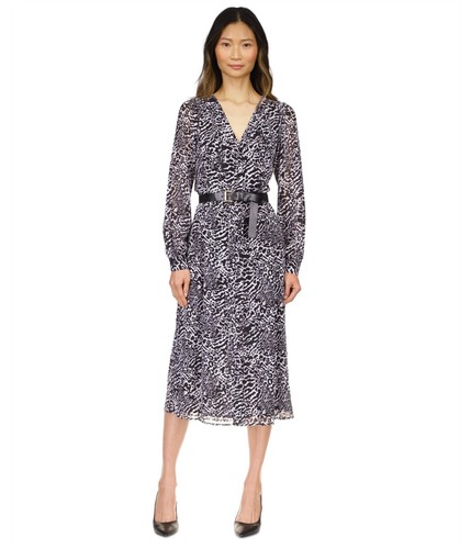 Abito Michael Kors Ocelot Kate stampato con cintura nero P PS