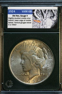 1924-P Peace Dollar ~ AU Det. ~ VSS VAM 6B Dbl Rev, Gouge V (I3,R6) (Lot#19-18) - Picture 1 of 2